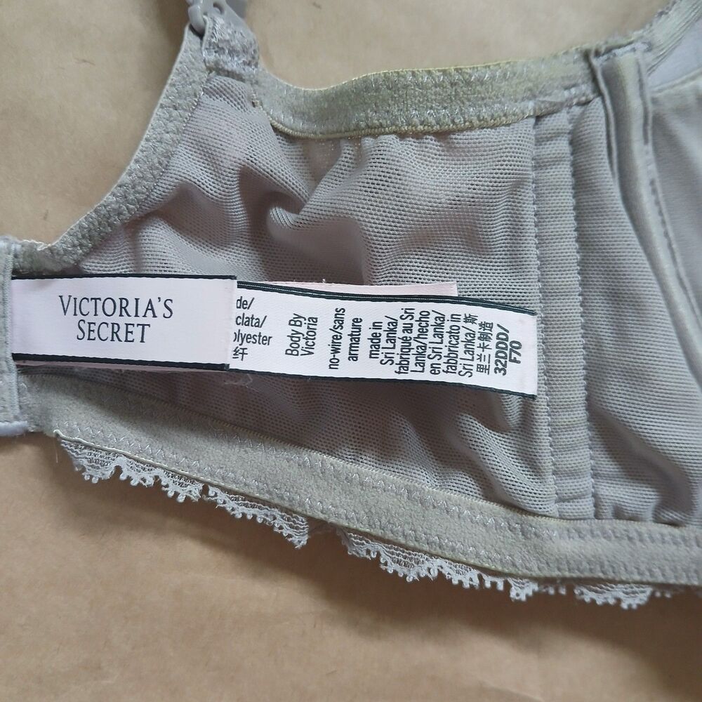 Victoria's Secret Nursing Bra 32DDD Body By Victoria Gray Pink Lace - Picture 3 of 6